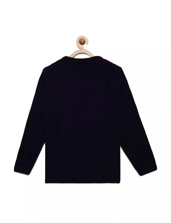 Acrylic Color Blocked Print Fully Closed Full Sleeves Sweater For Boys - 11-12 Years(34)