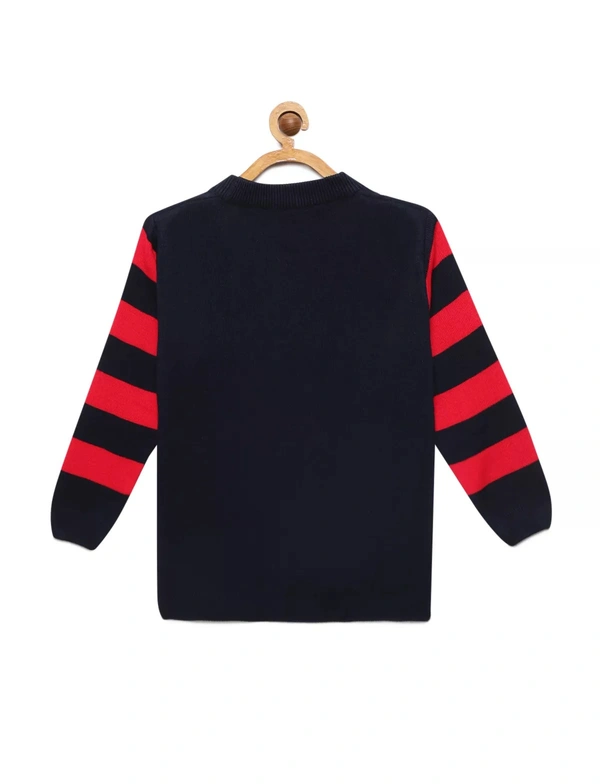 Regular Striped And Star Print Acrylic Winter Wear Fully Closed Pullover For Boys - 13-14 Years(36)
