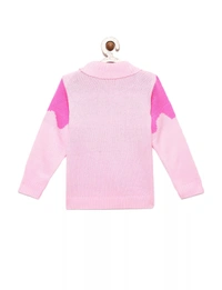Beautiful Pink Color Acrylic Regular Print Fully Closed Full Sleeves Winter Wear / Sweater For Girls - 5-6 Years(26), Pink