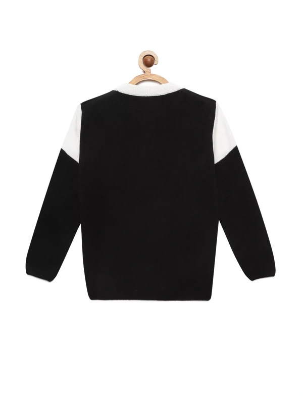 Acrylic Regular Print Fully Closed Full Sleeves Winter Wear / Sweater For Kids - Boys - 13-14 Years(36), Off White