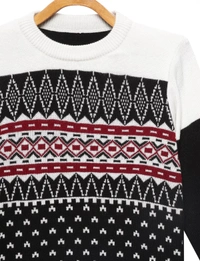 Acrylic Regular Print Fully Closed Full Sleeves Winter Wear / Sweater For Kids - Boys - 13-14 Years(36), Off White