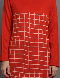 Winter Wear Acrylic Checks Knee Length Straight Kurti For Women-Winter Collection (Size - M/L And  XL/XXL) - XL/2XL, Orange