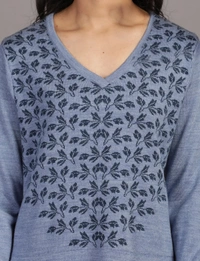Winter Wear Acrylic Acro Wool Knee Length Straight Kurti For Women-Winter Collection -BLUE (Size - M/L And  XL/XXL) - M/L, Blue