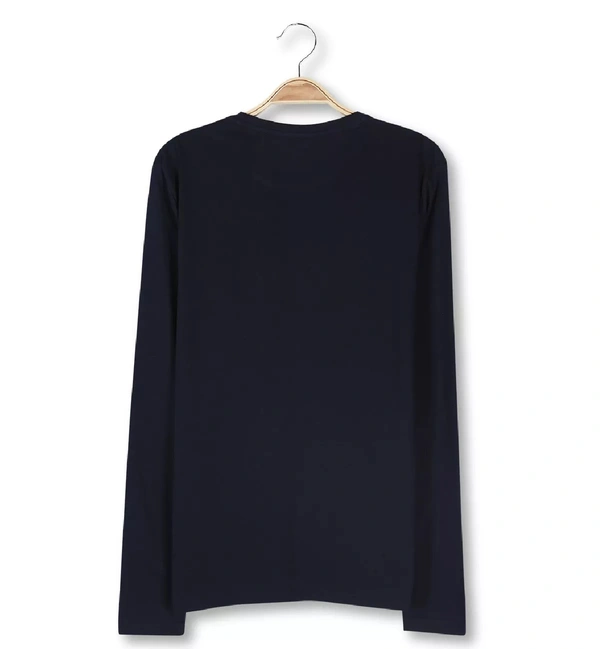 Cotton Rich Round Neck Placement Print T-Shirt Men-UNLIMITED ADVENTURE - Medium(M), Navy
