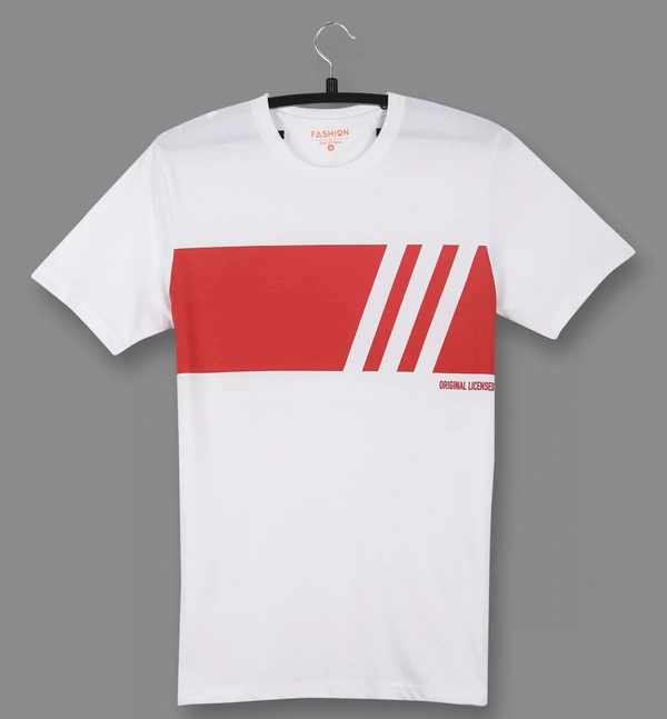  Cotton Rich Round Neck Printed T-Shirt Men-ORIGINAL LICENSED - Medium (M), White