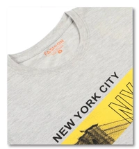  Cotton Rich Round Neck Graphic Printed T-Shirt Men- NYC  - X-Large (XL), Grey Melange