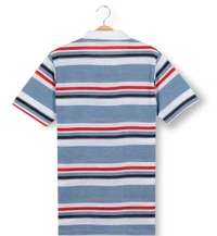Blend Fabric Collar Neck Striped T-Shirt Men-Turquoish And White - X-Large (XL), Turquoish