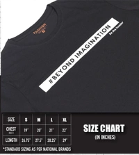 Cotton Rich Round Neck Graphic Print T-Shirt Men-Beyond Imagination - Large (L), Black