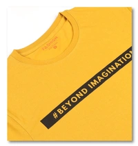 Cotton Rich Round Neck Graphic Print T-Shirt Men-Beyond Imagination - Medium (M), Yellow