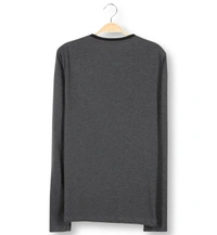 Cotton Rich Henley Neck Solid / Plain T-Shirt Men - Large (L), Anthra Melange