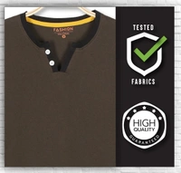 Cotton Rich Henley Neck Solid / Plain T-Shirt Men - X-Large (XL), Olive