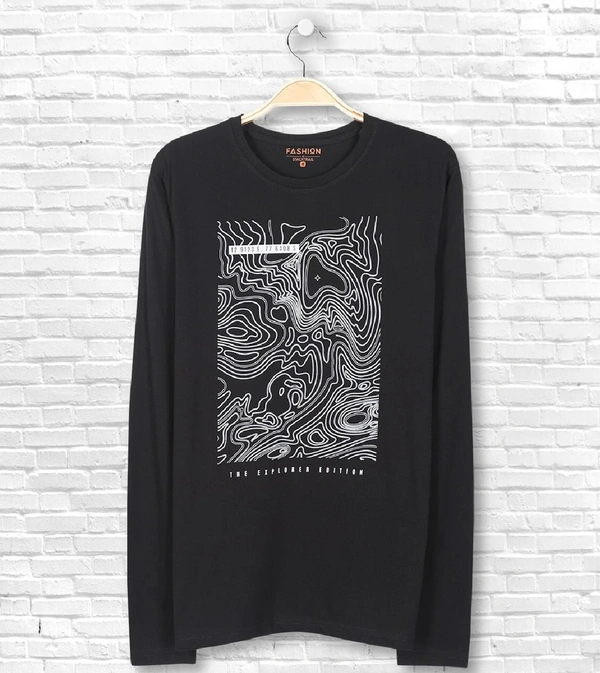  Cotton Rich Round Neck Graphic Printed T-Shirt Men-The Explorer Edition - X-Large (XL), Black