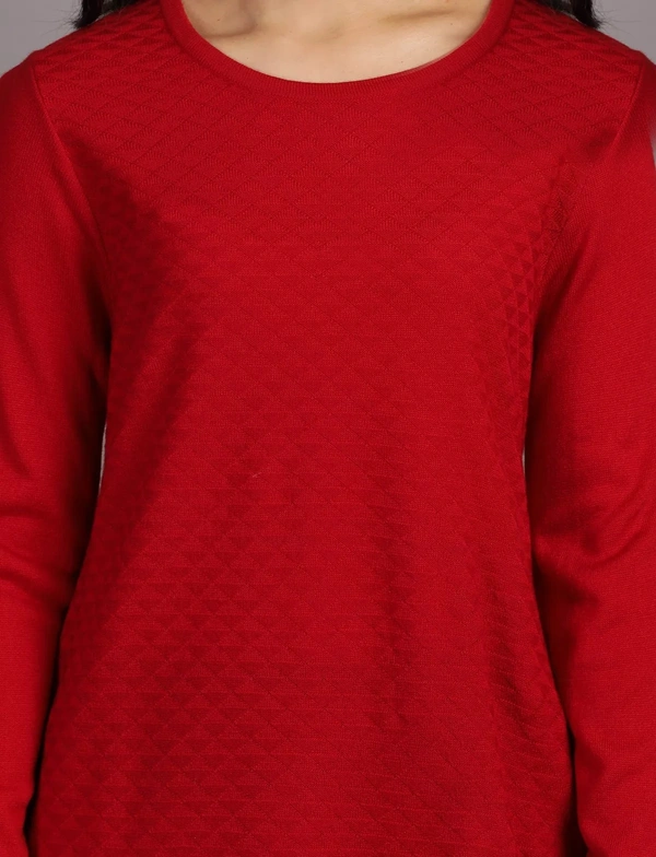 Winter Wear Acrylic Acro Wool Knee Length Straight Kurti For Women-Winter Collection -Red (Size L - M/L And Size XL- XL/XXL) - M/L, Red