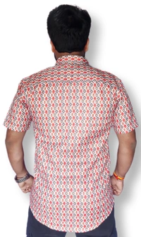 Sanganeri Print Heavy Makhmal Half Sleeves Full Printed Shirts For Men's - L, Multicolor