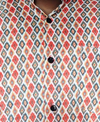 Sanganeri Print Heavy Makhmal Half Sleeves Full Printed Shirts For Men's - L, Multicolor
