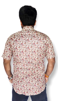 Sanganeri Print Half Sleeve Full Printed Shirt For Mens  - S, Multicolor
