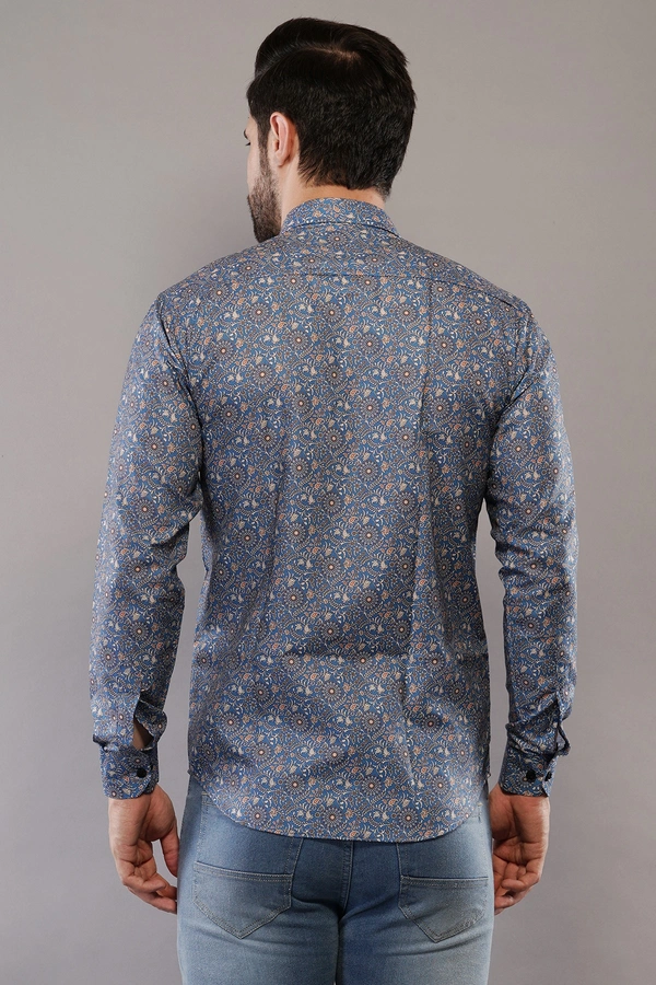 100% Cotton Full Sleeve Regular Fit All Over Print Casual Shirt For Men - M