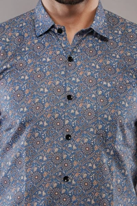 100% Cotton Full Sleeve Regular Fit All Over Print Casual Shirt For Men - M