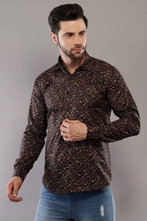  100% Cotton Full Sleeve Regular Fit All Over Print Casual Shirt For Men - XL
