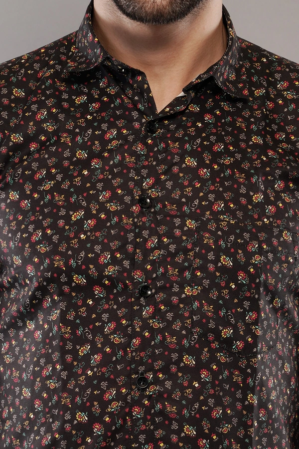 100% Cotton Full Sleeve Regular Fit All Over Print Casual Shirt For Men - XL