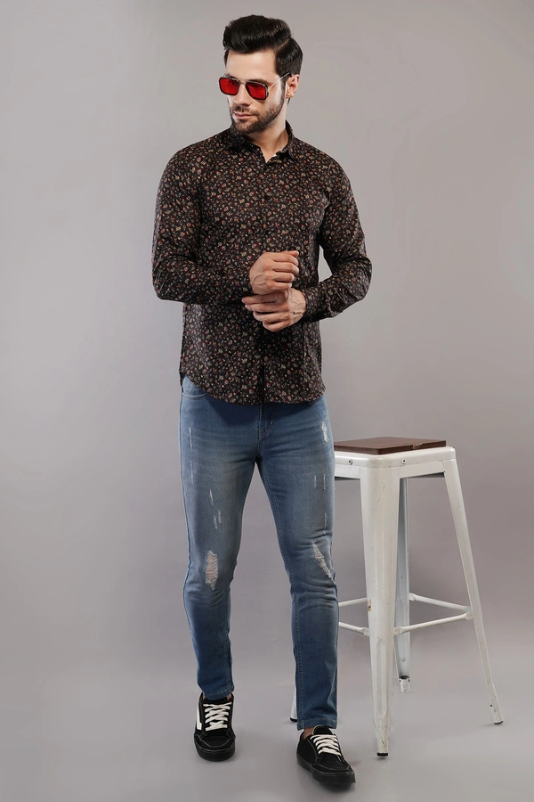  100% Cotton Full Sleeve Regular Fit All Over Print Casual Shirt For Men - XL