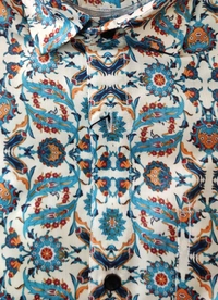 Sanganeri Floral Print Heavy Makhmal Full Sleeves All Over Printed Shirt For Men's - XL