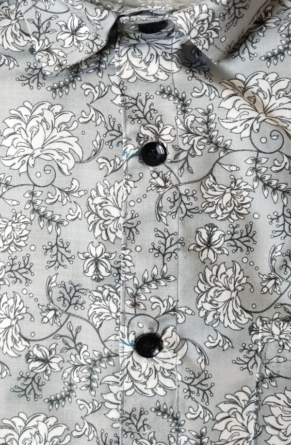 Sanganeri Floral Print Full Sleeves Heavy Makhmal All Over Print Shirt for Men's - L