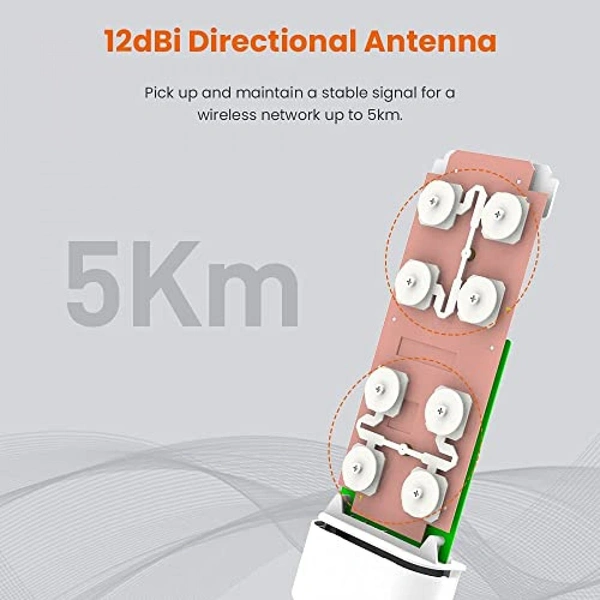 Tenda O3 2.4GHz N150 Smart Manage Outdoor CPE | 12dBi, 5km+ | Point To Point Wireless Bridge - White