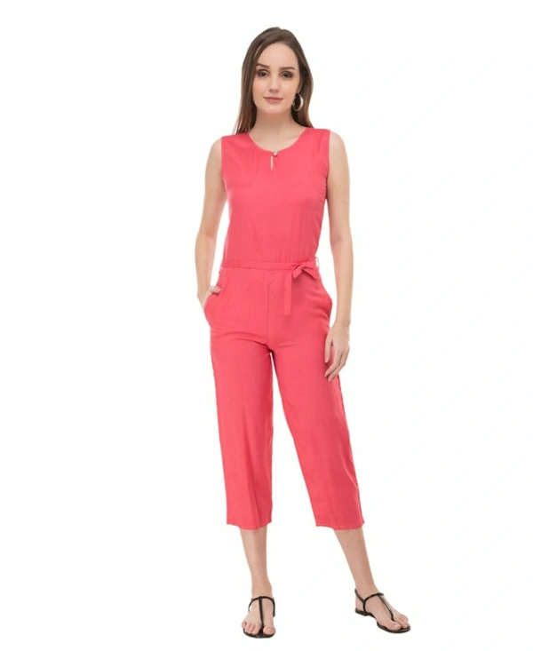Rayon Jumpsuite For Girls - Pink, M