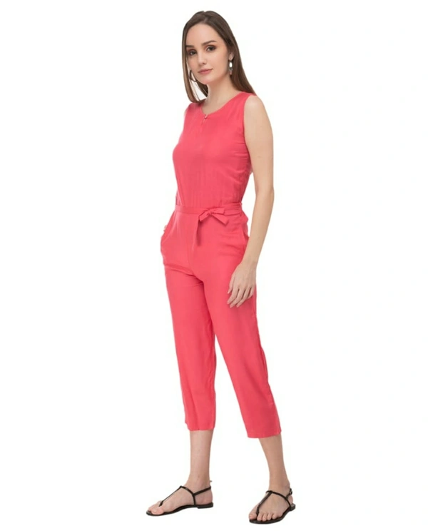 Rayon Jumpsuite For Girls - Pink, M