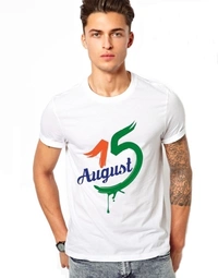 IND  Printed Men Round Neck White T-Shirt  - White, Free M