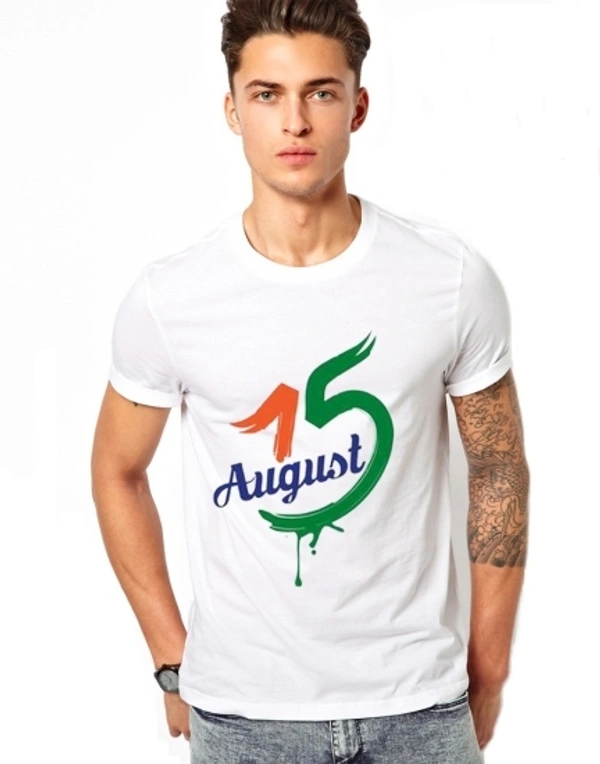 IND  Printed Men Round Neck White T-Shirt  - White, Free M