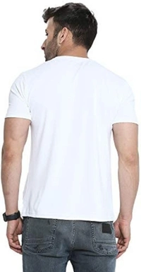 IND  Printed Men Round Neck White T-Shirt  - White, Free M