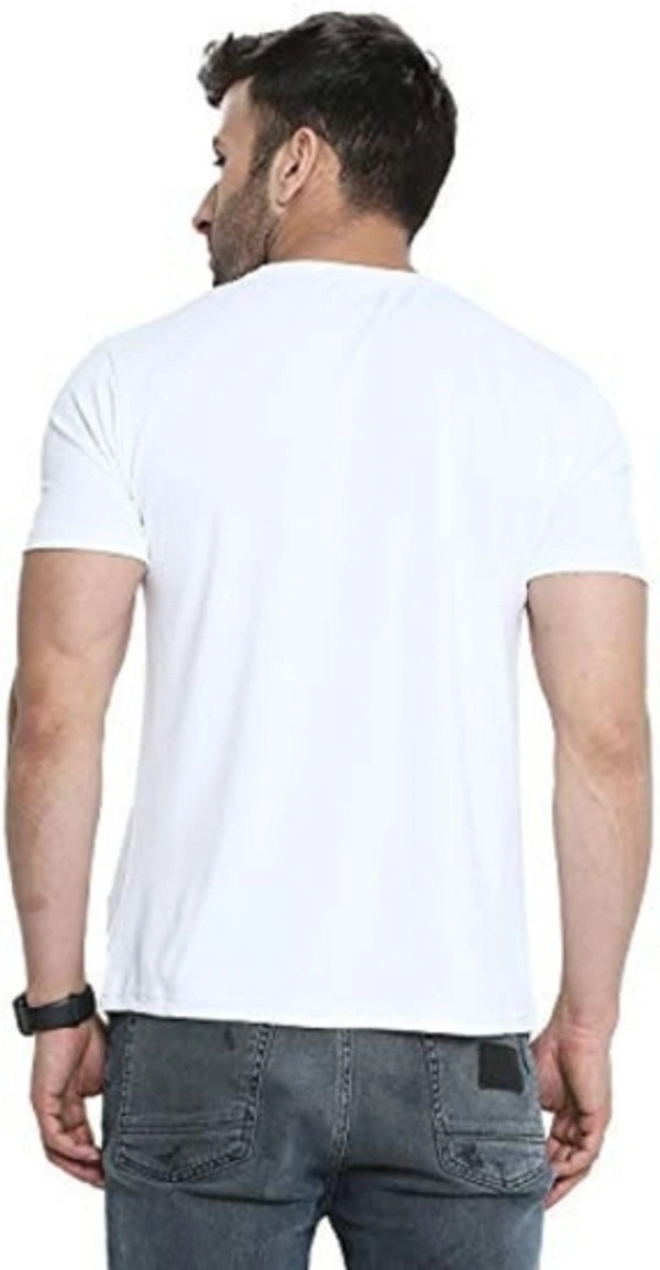 IND  Printed Men Round Neck White T-Shirt  - White, Free M