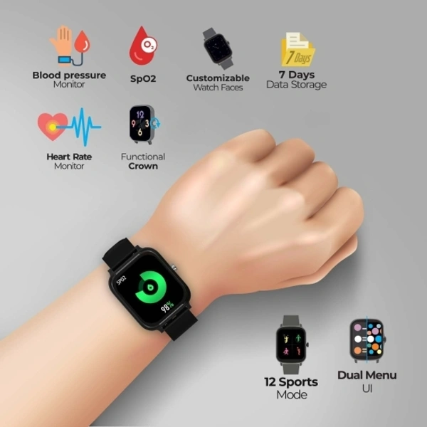 ZEB  ZEBRONICS ZEB-FIT8200CH Smartwatch  - Black, Free Size