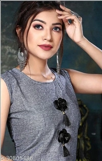 Indian beauty Women Printed A-line Kurta - Balck Grey, S M L XL XXL