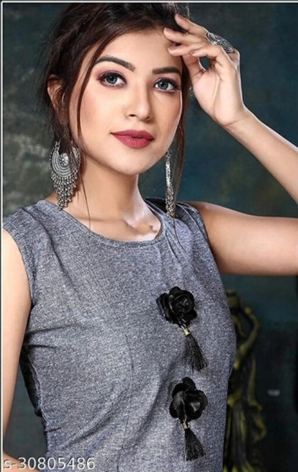 Indian beauty Women Printed A-line Kurta - Balck Grey, S M L XL XXL