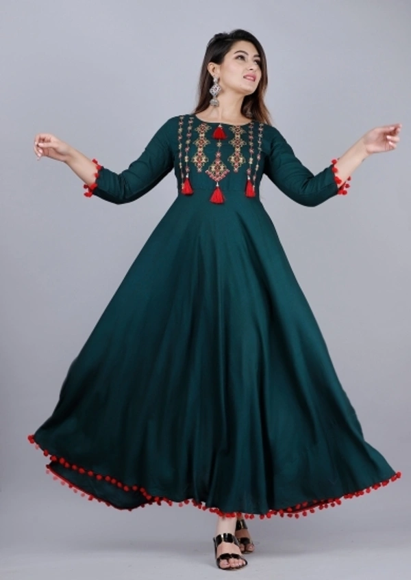 VASANT APPAREL Women Embroidered Anarkali Kurta - Green Maroon Red Yellow, S M L XL XXL