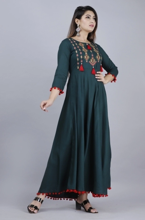 VASANT APPAREL Women Embroidered Anarkali Kurta - Green Maroon Red Yellow, S M L XL XXL