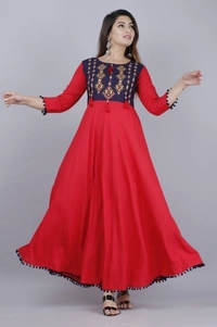 VASANT APPAREL Women Embroidered Anarkali Kurta - Green Maroon Red Yellow, S M L XL XXL