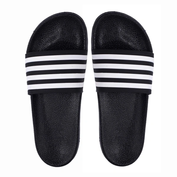 ShoeAdda Black Men Home Slides | Boys Casual Chappals. - Black Blue, Free Size