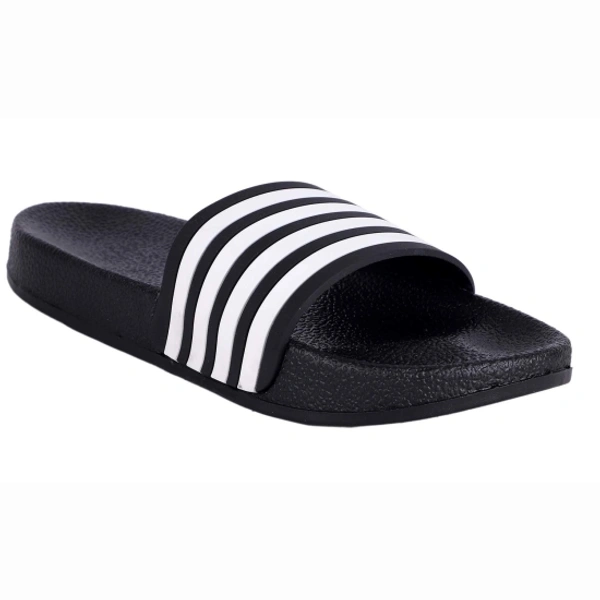 ShoeAdda Black Men Home Slides | Boys Casual Chappals. - Black Blue, Free Size