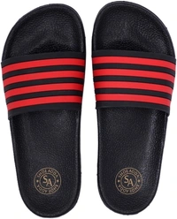 ShoeAdda Black Men Home Slides | Boys Casual Chappals. - Black Blue, Free Size