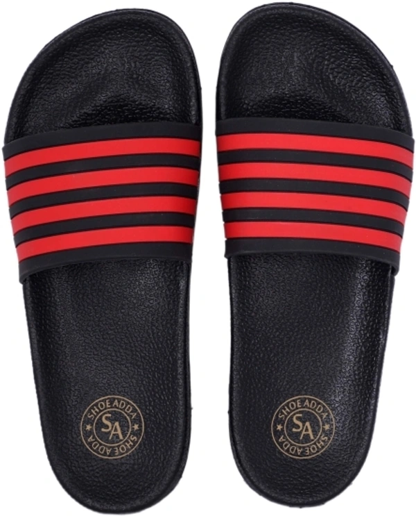 ShoeAdda Black Men Home Slides | Boys Casual Chappals. - Black Blue, Free Size