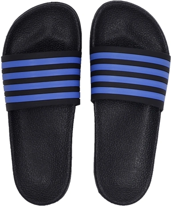 ShoeAdda Black Men Home Slides | Boys Casual Chappals. - Black Blue, Free Size