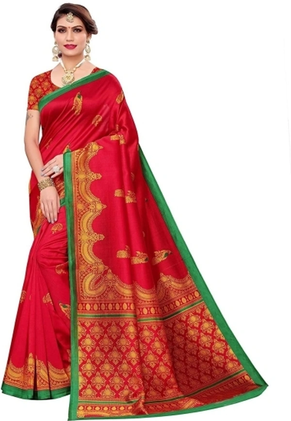 Animal Print Fashion Art Sikl Saree - Free Size, Orange