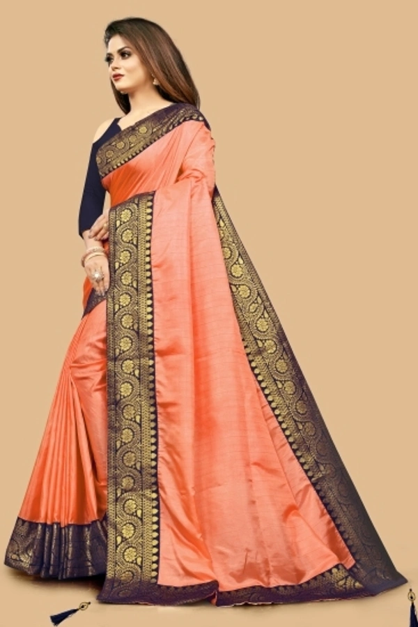 Self Design Fashion Art Sikl Saree - Orange, Free