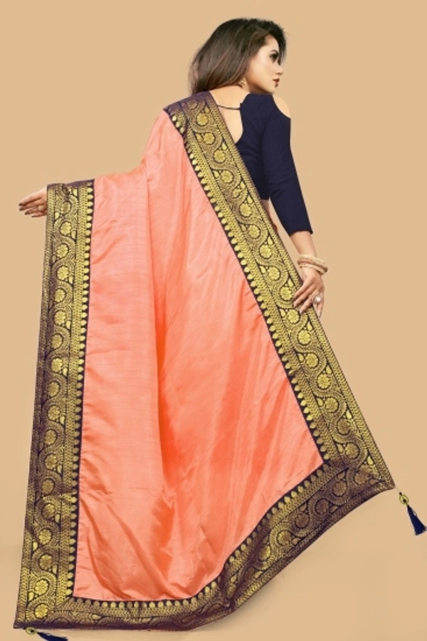 Self Design Fashion Art Sikl Saree - Orange, Free