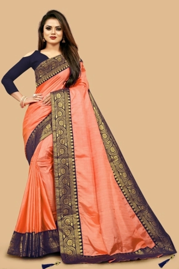 Self Design Fashion Art Sikl Saree - Orange, Free