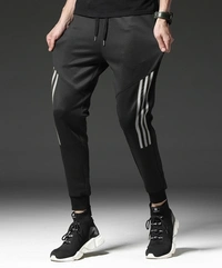 Foxter Soild Men Black , White Track Pants  - S M L XL, Black White